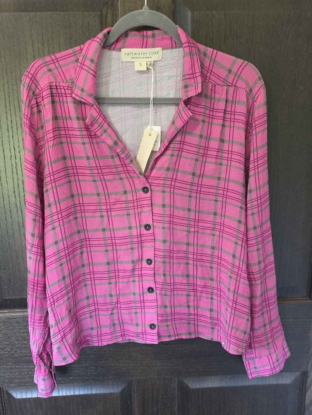 saltwater LUXE Fuchsia Plaid Button-Down Shirt